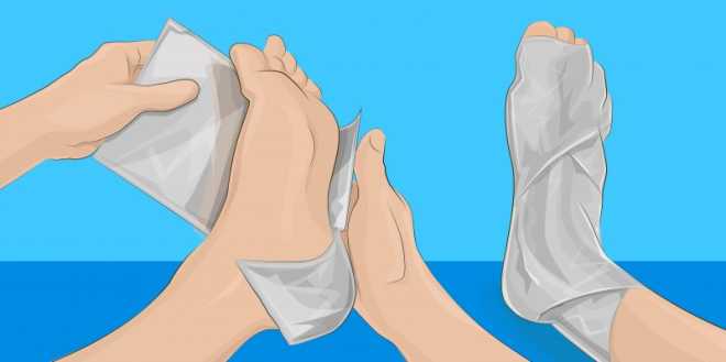 wrap your feet with aluminium foil